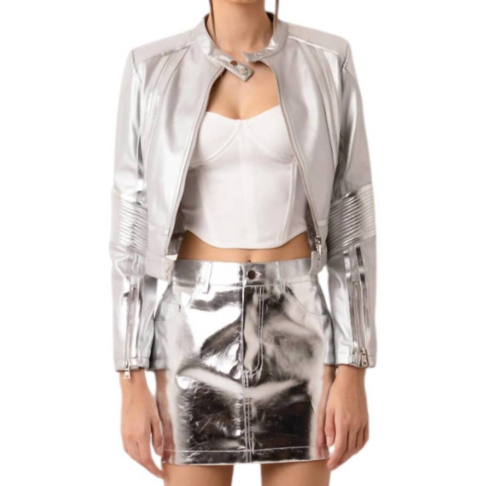 NEW AMYLYNN cindy racer jacket in silver
